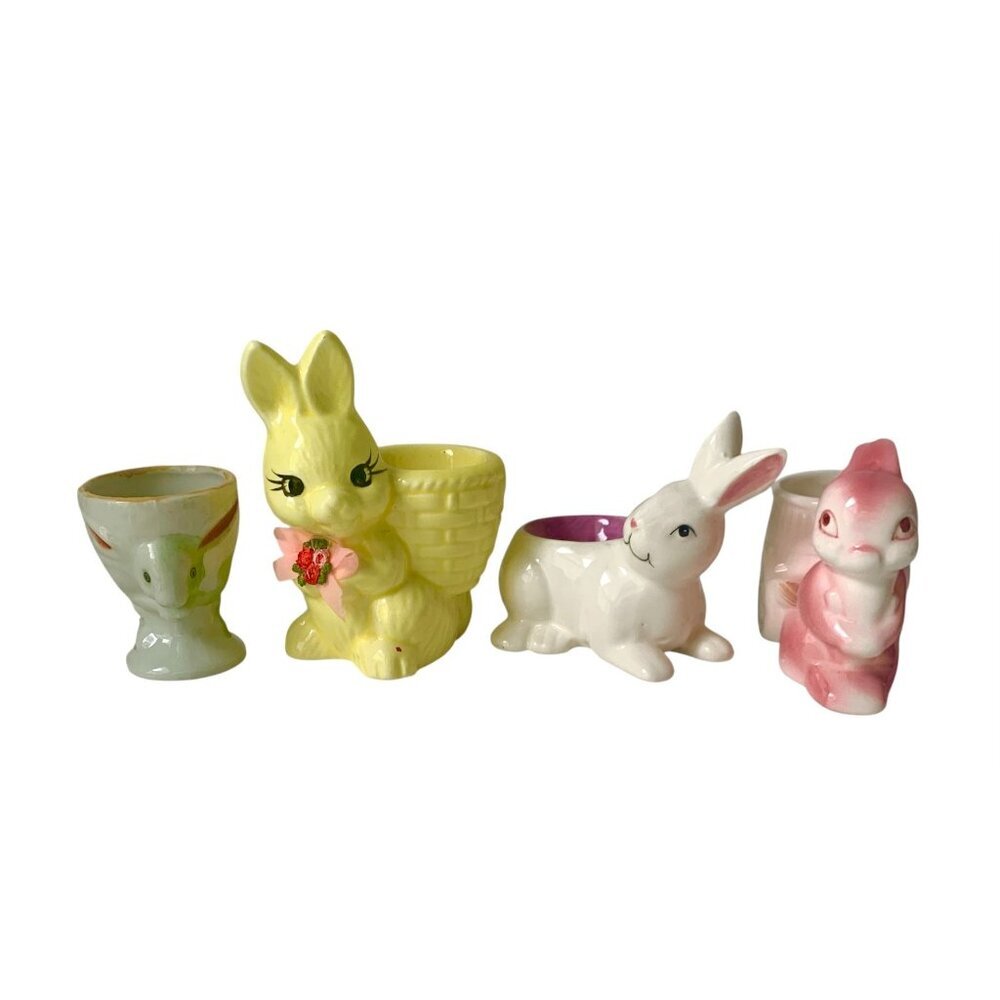 4 Bunny Egg Cups Ceramic Egg Cup